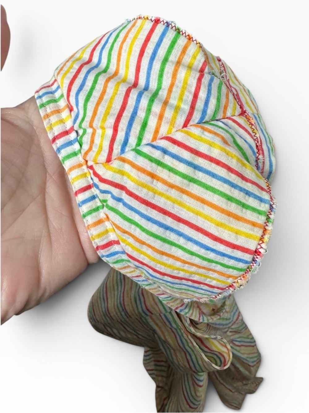 Vintage 1980s Handmade Rainbow Stripe Button Front Dress - Picture 10 of 10